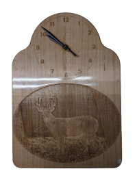 Wooden Laser Engraved Clock with Deer
