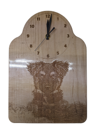 Wooden Laser Engraved Clock with Dog